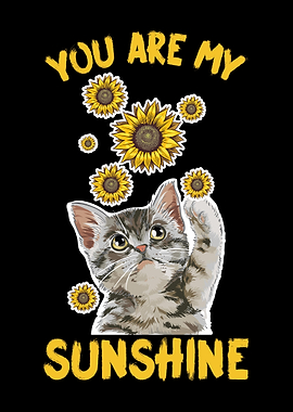 Cute Cat Sunflowers