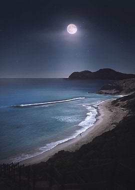Full moon seascape