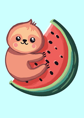 Sloth Watermelon Cute