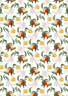 White Floral Peach Pattern
