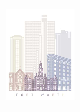 FORT WORTH SKYLINE POSTER