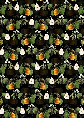 Black Floral Pear Pattern