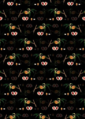 Black Floral Peach Pattern