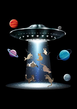 Space Cats Planets UFO Pet