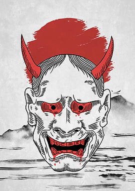 Scary Mask Japanese Art