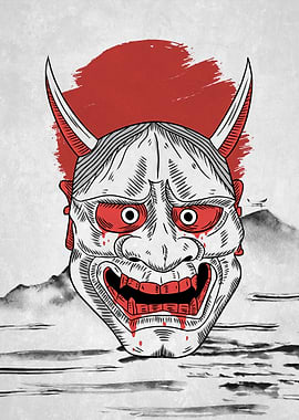 Scary Mask Japanese Art