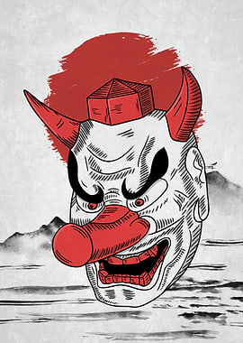 Scary Mask Japanese Art