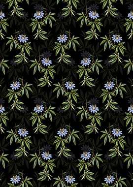 Blue Passionflower Pattern