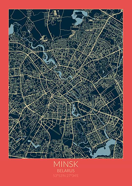 Minsk Map Red Blue