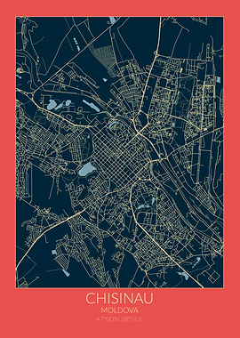 Chisinau Map Red Blue