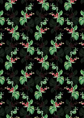 Floral Red Berries Pattern
