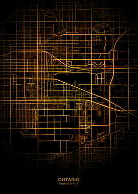 Ontario City Map Gold