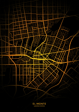 El Monte City Map Gold
