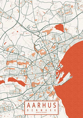 Aarhus City Map Bohemian