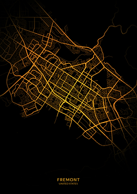 Fremont City Map Gold