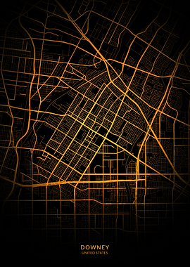 Downey City Map Gold