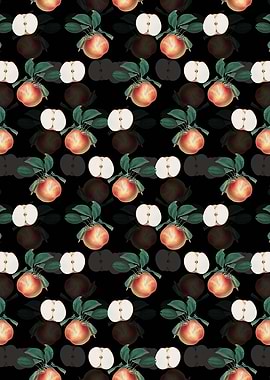 Black Floral Apple Pattern