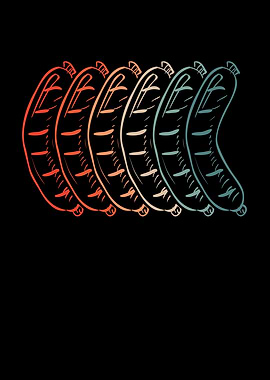 Colourful cooking sausage