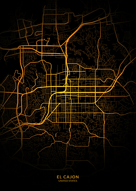 El Cajon City Map Gold