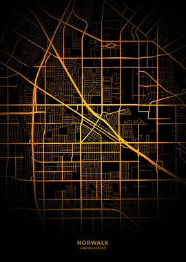 Norwalk City Map Gold