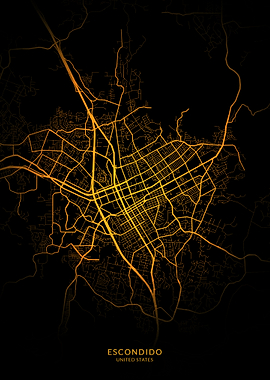 Escondido City Map Gold