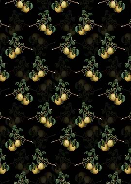 Black Floral Pear Pattern