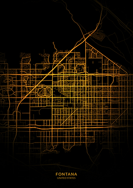 Fontana City Map Gold