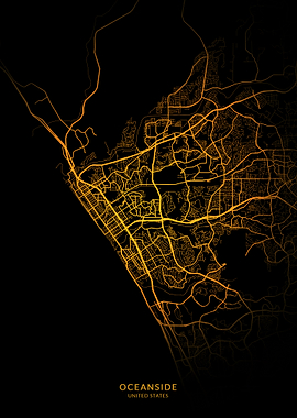 Oceanside City Map Gold