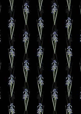 Floral Blue Iris Pattern