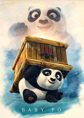 Baby Po in radish crate