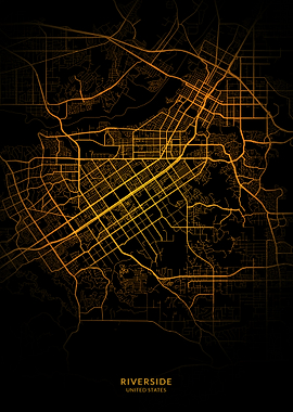 Riverside City Map Gold