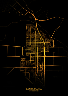 Santa Maria City Map Gold
