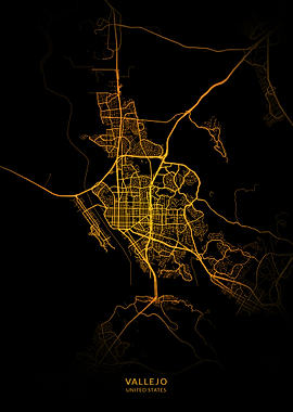Vallejo City Map Gold