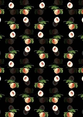 Black Floral Peach Pattern