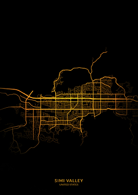 Simi Valley City Map Gold