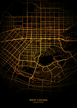 West Covina City Map Gold