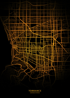 Torrance City Map Gold