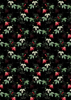 Red Passion Flower Pattern