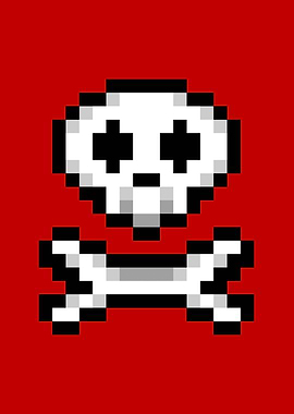Pixel art skull and bone s
