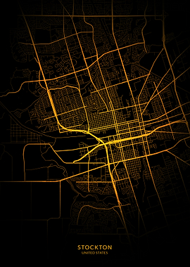 Stockton City Map Gold