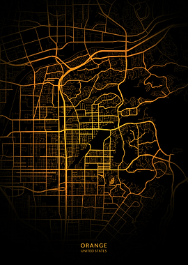 Orange City Map Gold