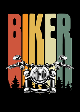 Colourful biker retro