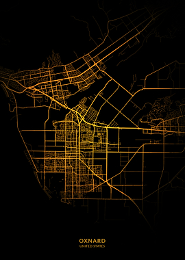 Oxnard City Map Gold
