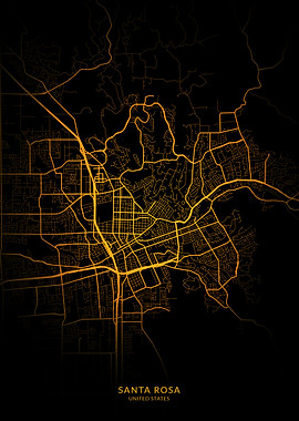 Santa Rosa City Map Gold