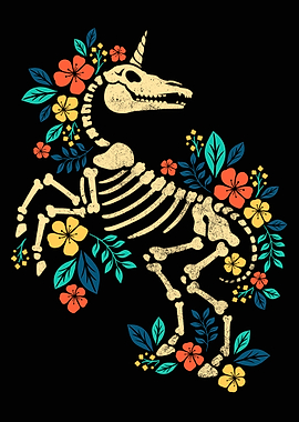 flowered unicorn skeleton