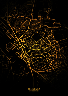 Temecula City Map Gold