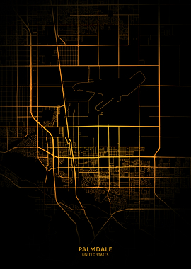 Palmdale City Map Gold
