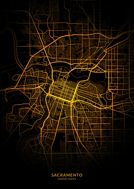 Sacramento City Map Gold
