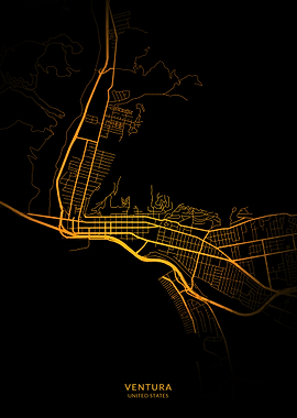 Ventura City Map Gold