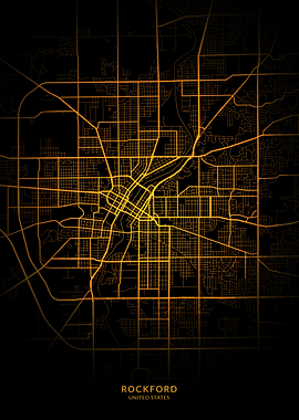 Rockford City Map Gold